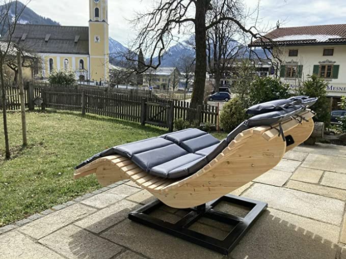 Holztec-Leitner Schwungliege Relaxliege Waldsofa Himmelsliege Doppelliege Gartenliege 140cm mit Auflagen (Anthrazit)