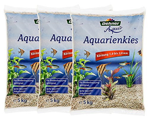 Dehner Aqua Aquarienkies, KÃ¶rnung 1 - 2 mm, 3 x 5 kg (15 kg), weiÃ