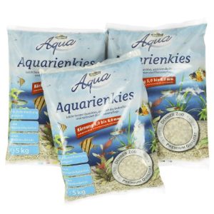Dehner Aqua Aquarienkies, KÃ¶rnung 5 - 8 mm, 3 x 5 kg (15 kg), weiÃ